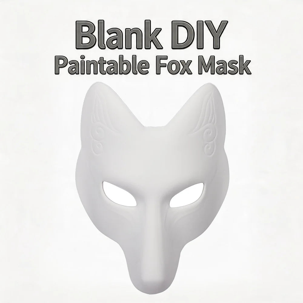 DIY Paintable Fox Mask Kit - Blank Cosplay Half Face Mask for Halloween & Parties