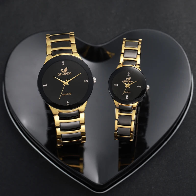Couples' Analog Quartz Watches Set - Stainless Steel Band Men Women