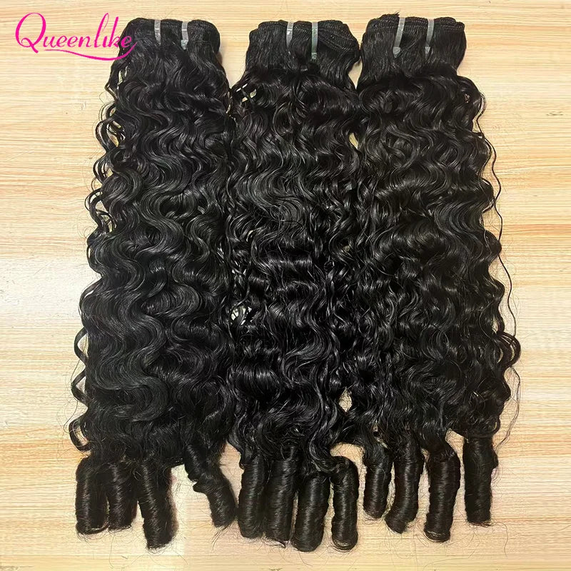 Queenlike Burmese Curly Human Hair Bundles 15A Double Drawn 3/4/6 Pack