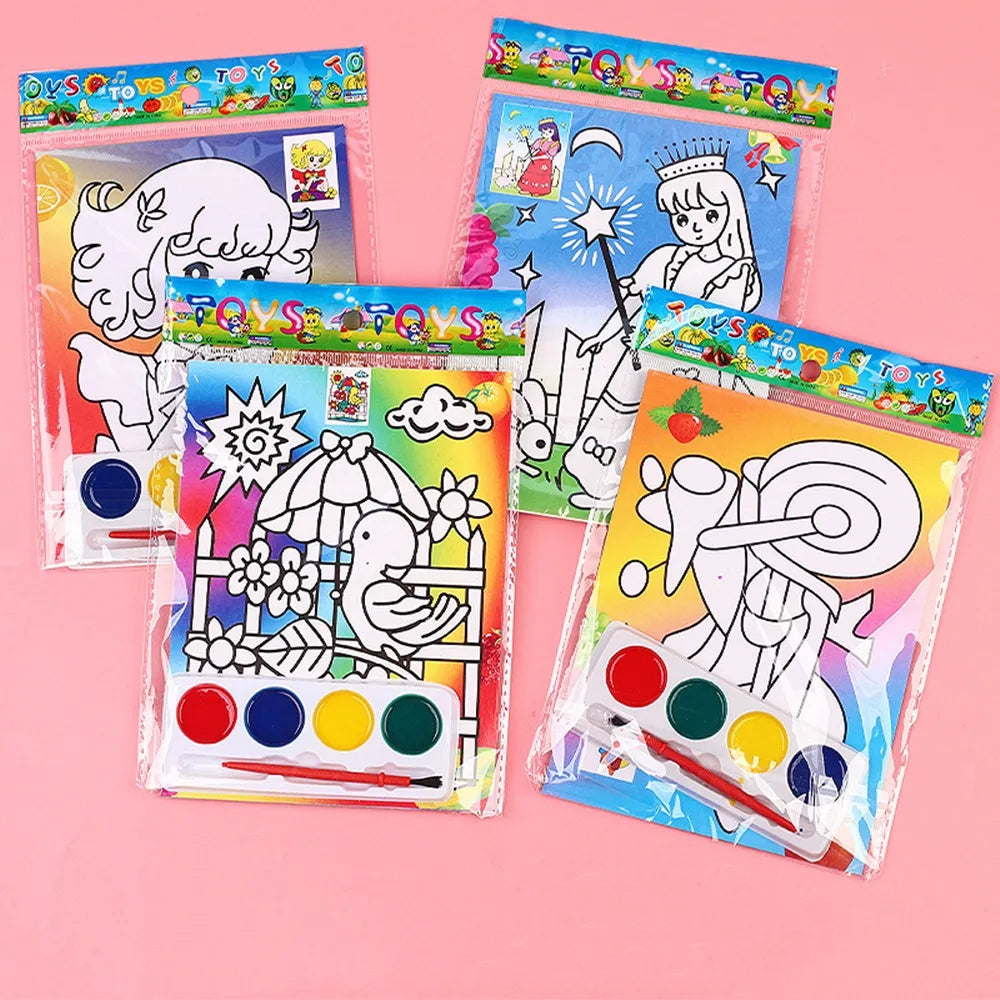 10-30 Pcs DIY Cartoon Paint Coloring Graffiti Art Set for Kids Party & School