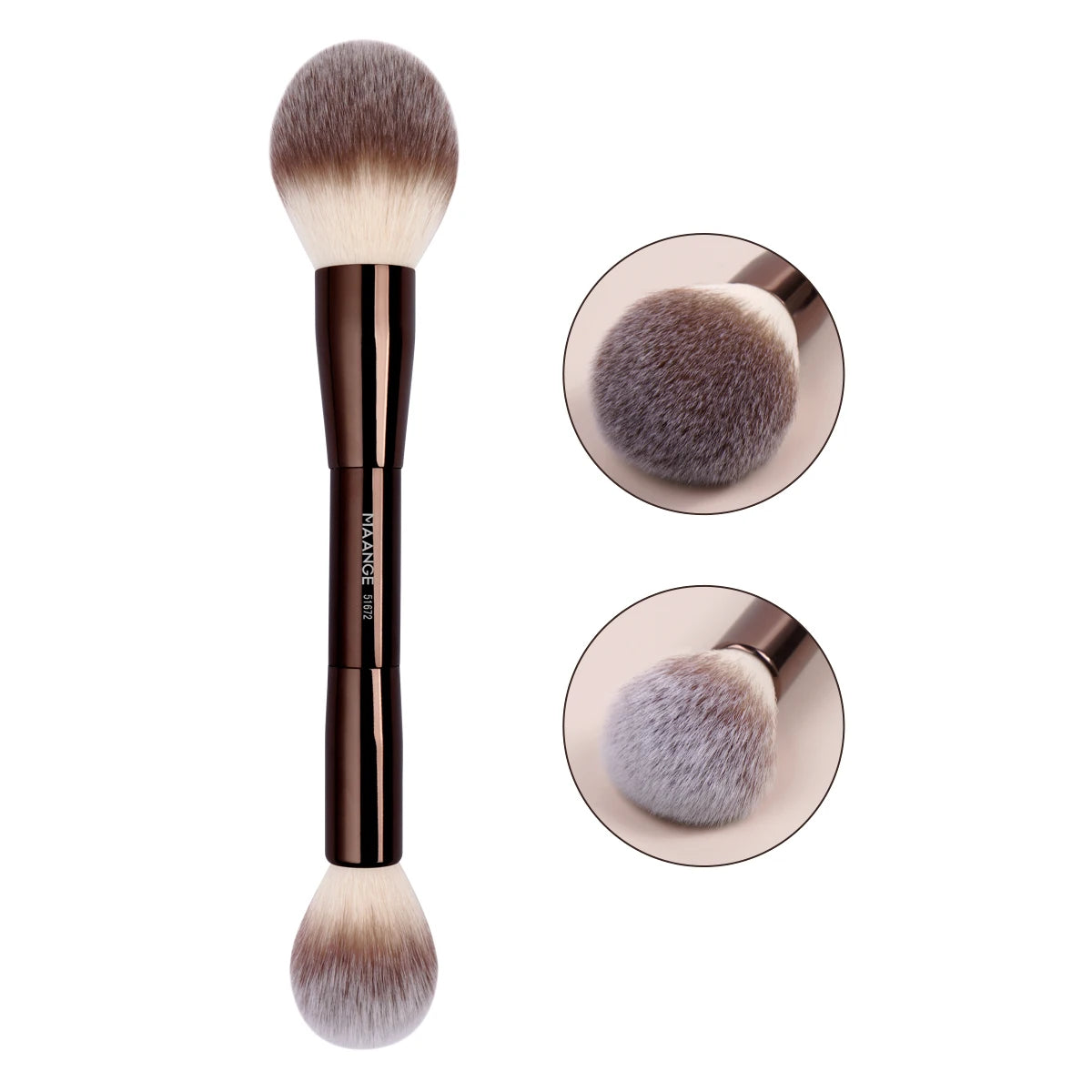 Double Head Makeup Brush for Foundation, Concealer, Blush & Bronzer - Soft Synthetic Fibers