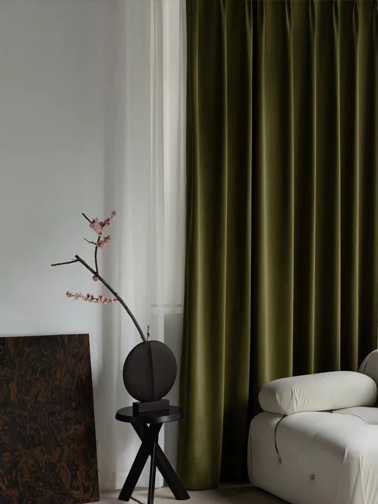 Luxury Velvet Curtains for Living Room & Bedroom - Blackout, French Minimalism