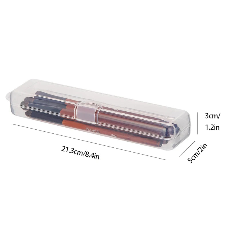 Transparent Makeup Brush & Storage Box - Portable Organizer for Cosmetics & Eyebrow Pencils