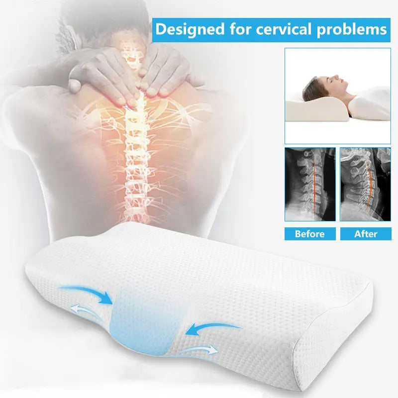 Memory Foam Orthopedic Pillow Neck Support Butterfly Shape Sleep Cushion
