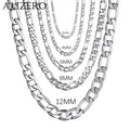 Men's Sterling Silver Chain Necklace 2MM-12MM 16-30 Inch High-End Jewelry