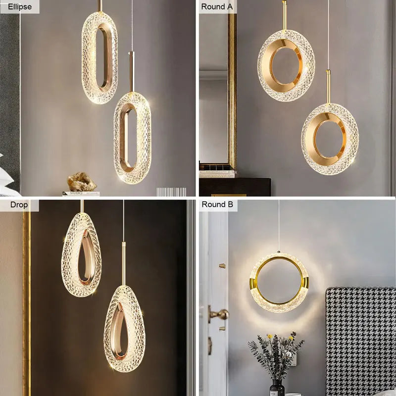 Modern Crystal LED Pendant Light for Indoor Home Decor - Living Room & Bedroom Hanging Lamp