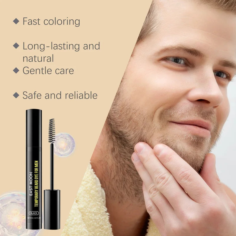 Men's Beard & Eyebrow Dye Kit Natural Black Long Lasting No Fade Moisturizing Formula