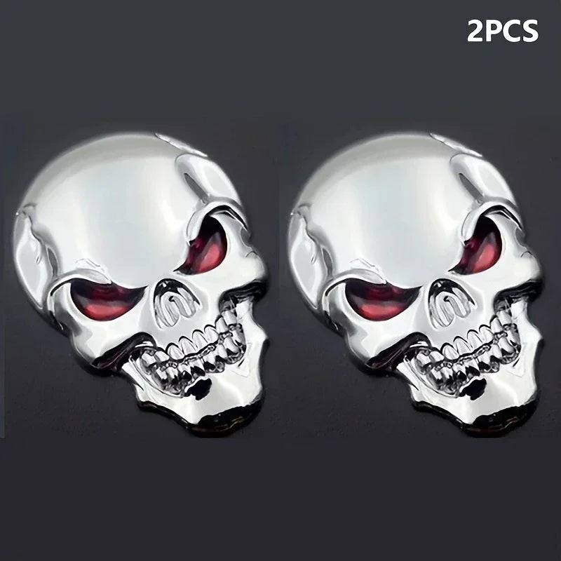 2pcs Skull Pirate Skeleton Car Emblem Badge Decal - Universal Metal Sticker