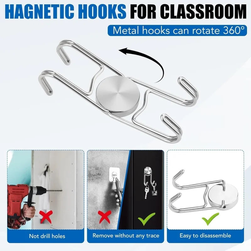 Heavy Duty Magnetic Hook Set - Stainless Steel Wall Hooks for Cruise, Kitchen, Office & Home Storage