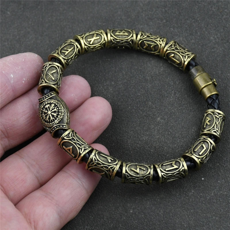 Norse Runic Beads Charm Viking Magnetic Bracelet Men Women Jewelry