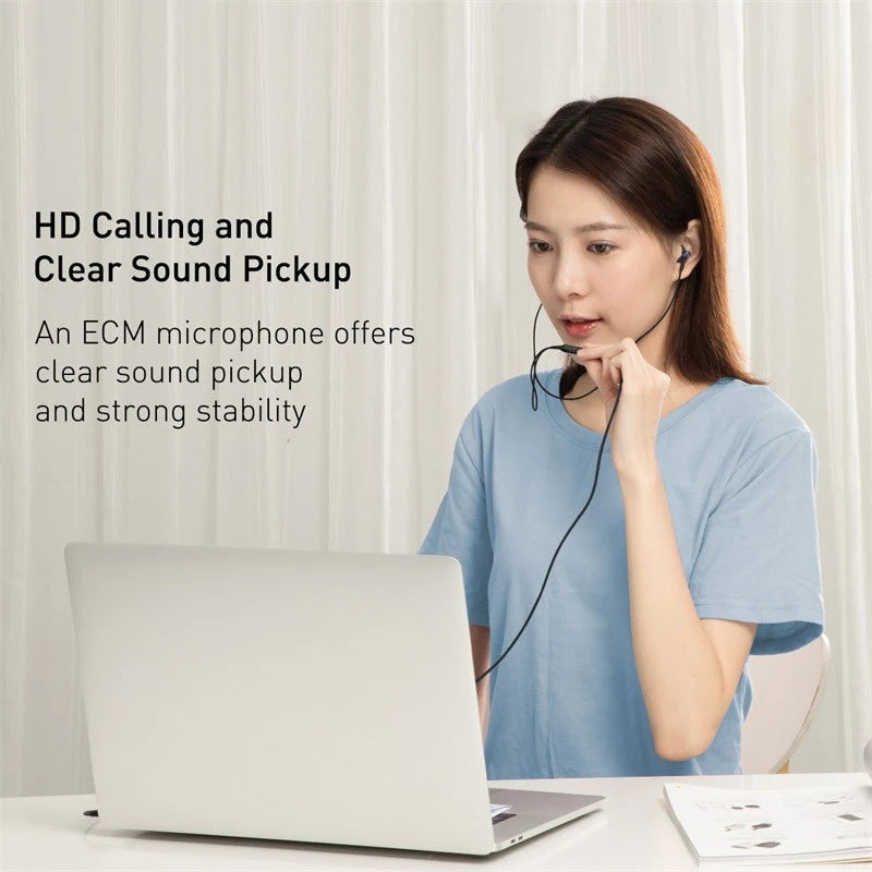 Wired In-Ear Earphones with 6D Stereo Bass and Microphone - Compatible with 3.5mm Devices