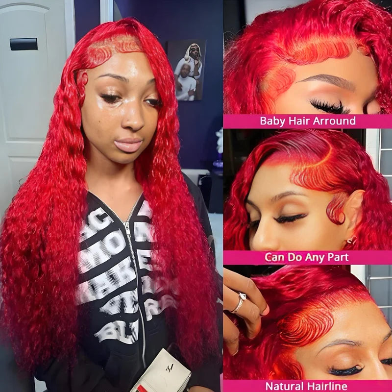 99J Deep Water Wave Lace Frontal Wig - Human Hair, Pre-Plucked, 200% Density