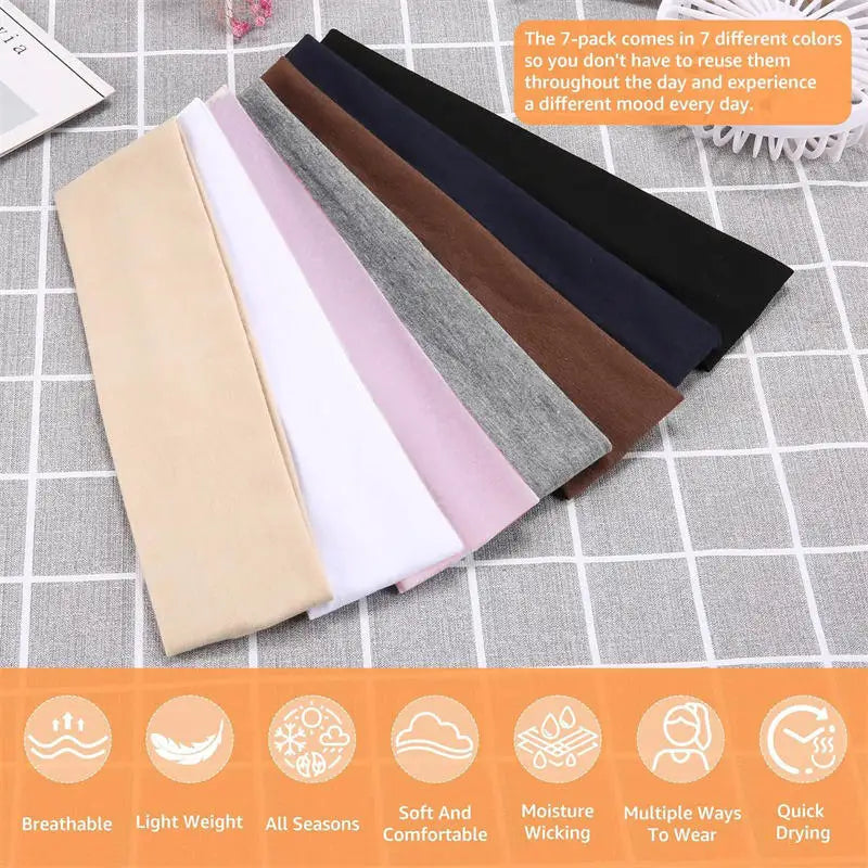 7 Pack Elastic Sports Headbands for Women Men Yoga Running Fitness Sweatbands