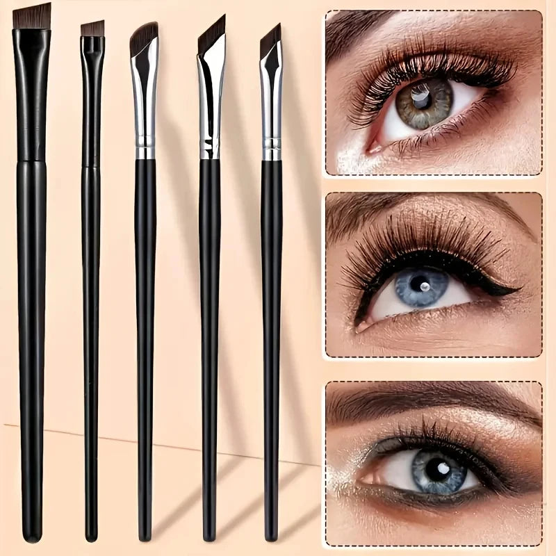 Eyeliner Brush Set with Tilted Fine Blade for Precise Makeup Application - 5 Pieces