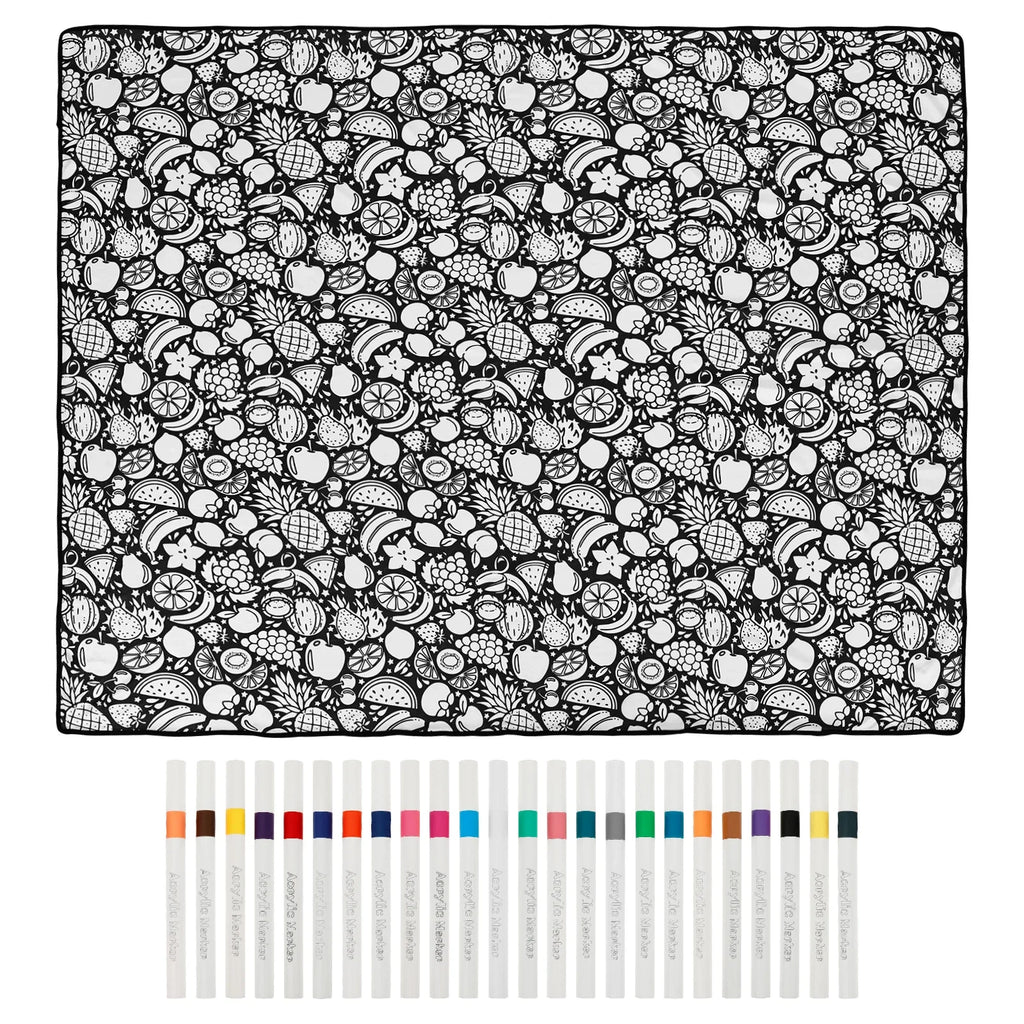 DIY Coloring Blanket with 24 Reusable Markers - Creative Personalization & Stress Relief