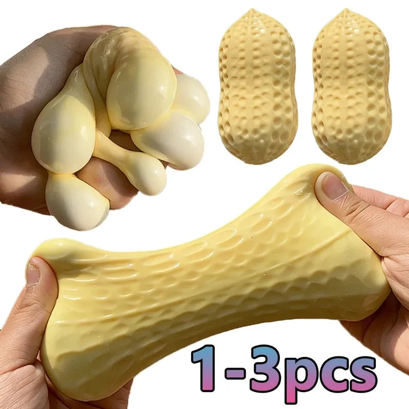 Peanut Stress Ball Crunchy Squeeze Toy for Kids & Adults - Sensory Fidget Ball