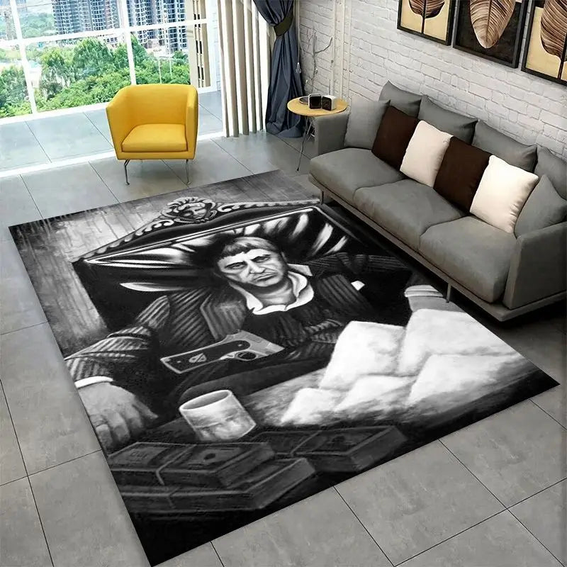 Retro Scarface Movie Carpet Rug for Playroom Bedroom Living Room Home Decor Non-Slip Floor Mat