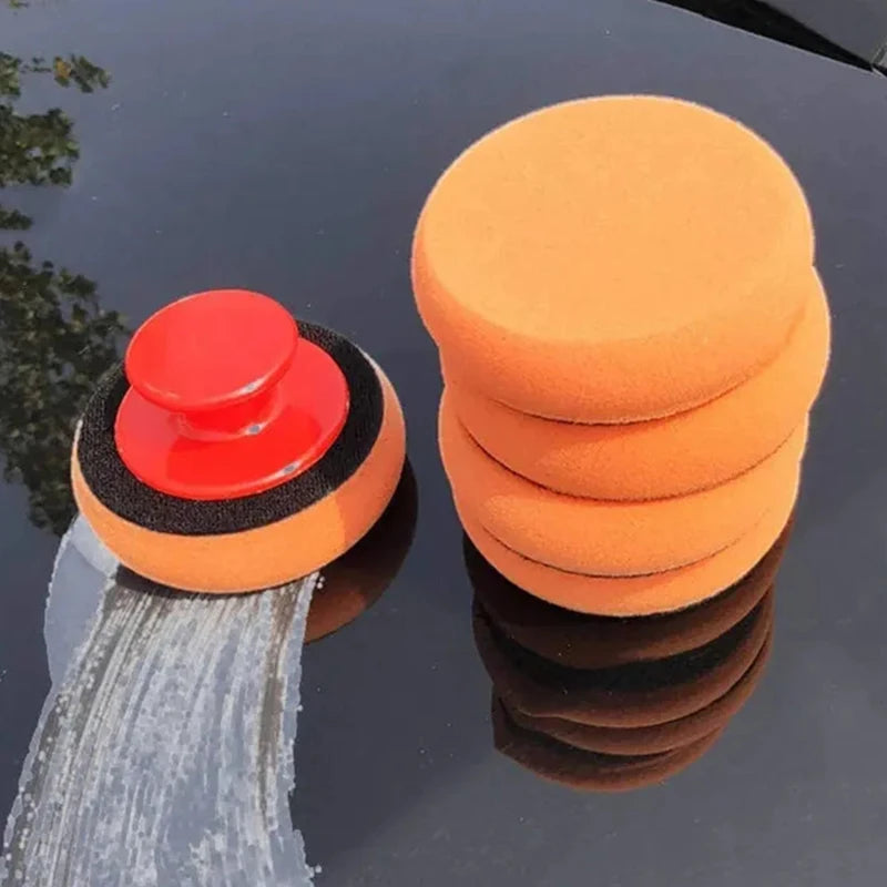 Car Waxing Sponge Kit with Handle - Polishing and Cleaning Pads for Vehicle Detailing