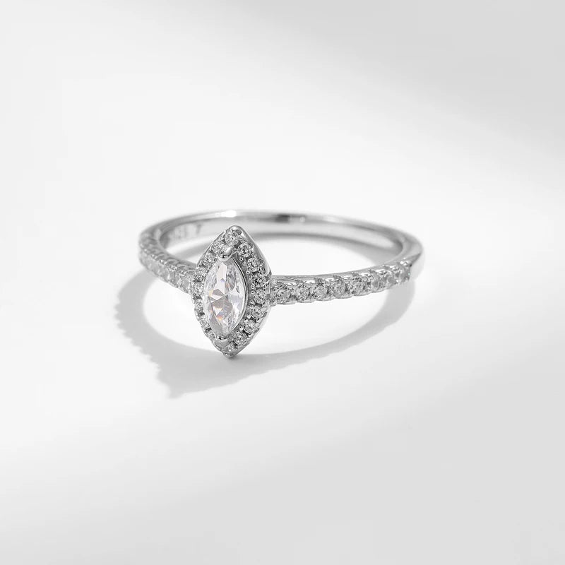 Luxury Marquise CZ Silver Ring for Women Wedding Engagement Jewelry - Multiple Sizes