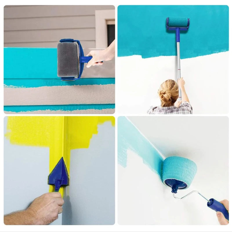 Paint Roller Brush Kit with Foam & Triangular Brushes for Interior Walls