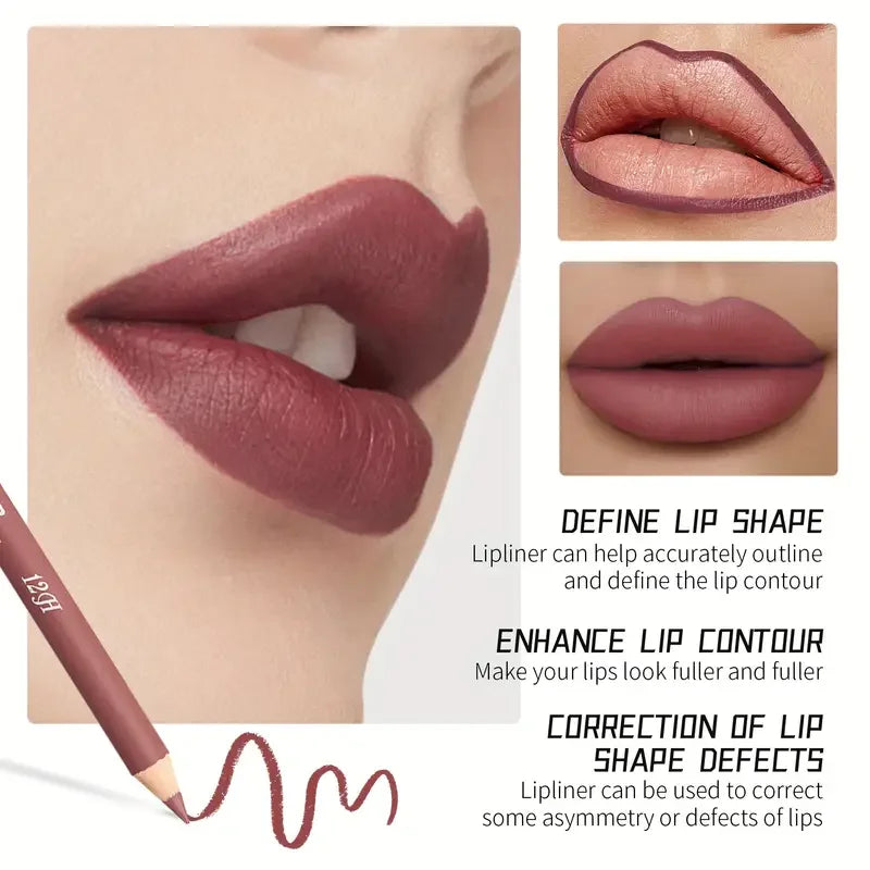 Waterproof Matte Lip Makeup Set with Lip Liner & Glaze - Long-Lasting, Assorted Colors
