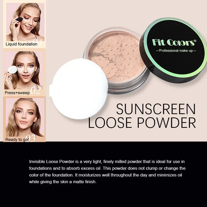Waterproof Oil-Resistant Face Powder Set - Smoothing Concealer Makeup Powder