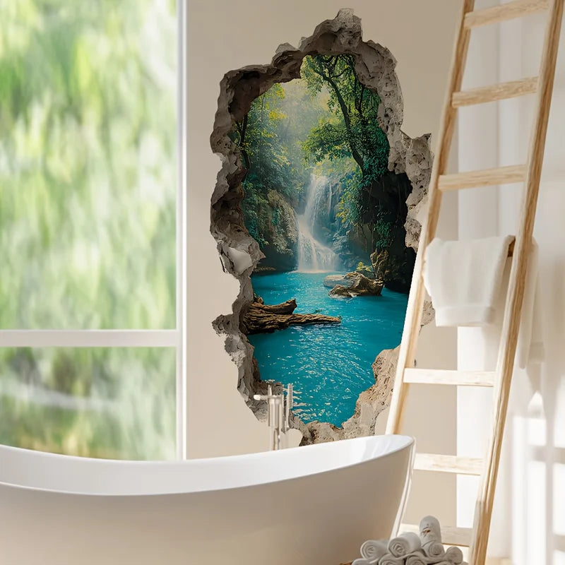 Waterfall Scenic Wall Stickers for Bedroom Decor - Landscape Wall Art
