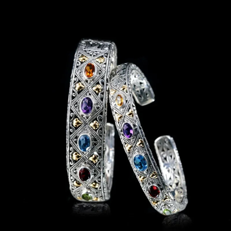 Silver Gemstone Bracelet for Women Wedding Jewelry Gift for Girlfriend