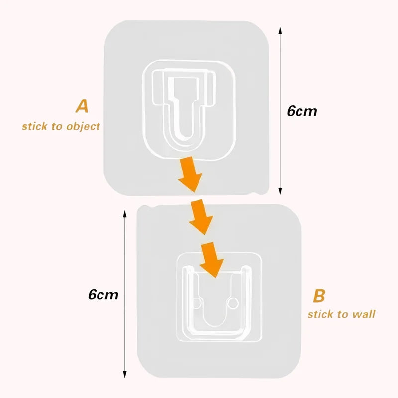 Double-Sided Adhesive Wall Hooks Strong Traceless Hooks for Kitchen & Bedroom Organizer