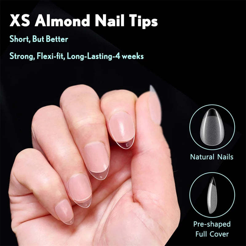600PCS Full Cover Soft Gel Nail Tips Set - Extra Short Almond & Square Styles