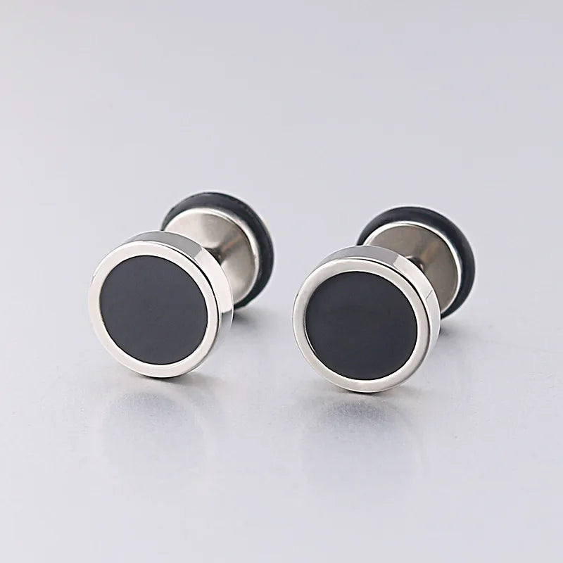 Men's Titanium Steel Black Oil Drip Earrings - Punk Jewelry for Men