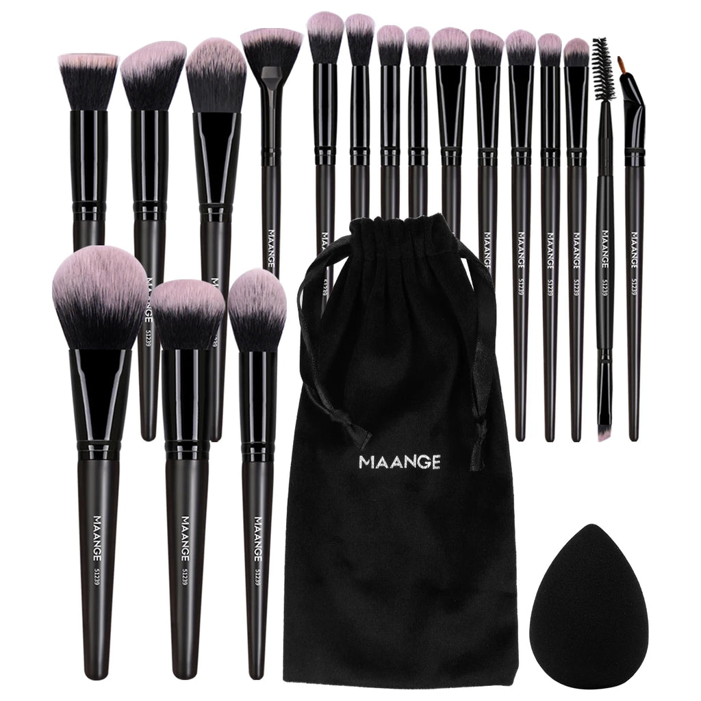 18-Piece Professional Makeup Brush Set with Blender Sponges - Beauty Tools