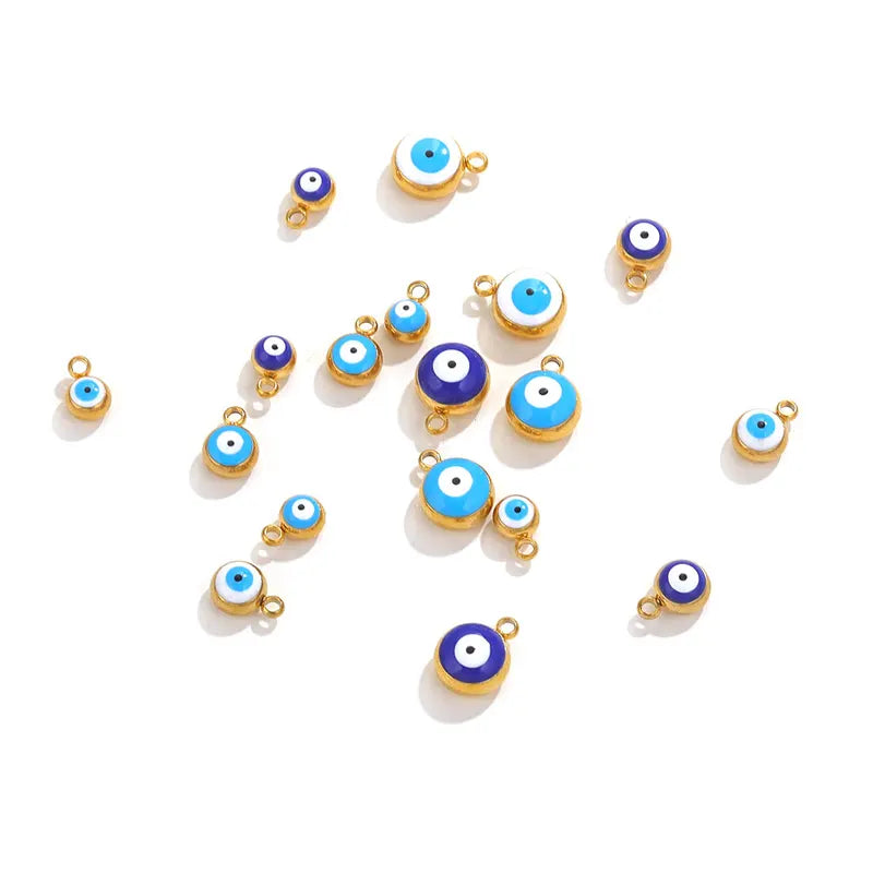 10pcs Stainless Steel Devil's Eye Charms for Jewelry Making – Multiple Colors