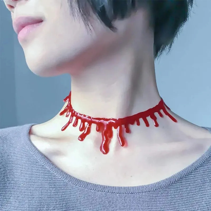 Halloween Bloody Dripping Necklace Horror Vampire Choker Cosplay Accessory