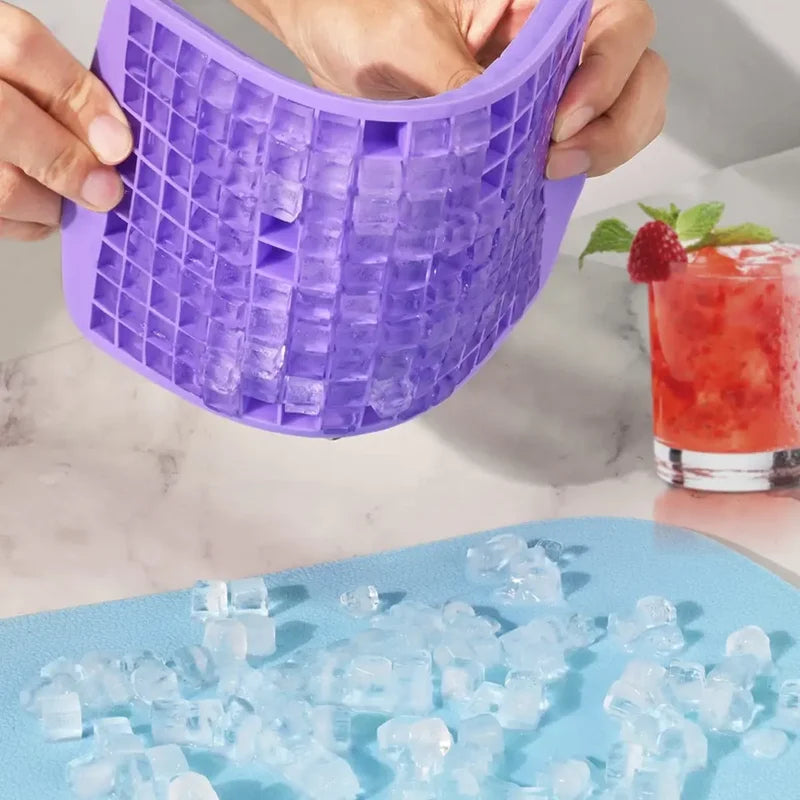 Mini Silicone Ice Cube Tray 160-Grid Foldable Ice Mold for Freezer - Food Grade