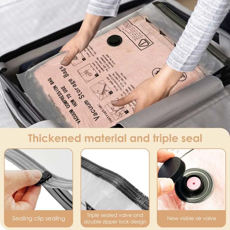 8Pcs Vacuum Storage Bags with USB Electric Pump - Rapid Compression & Leakproof Lock