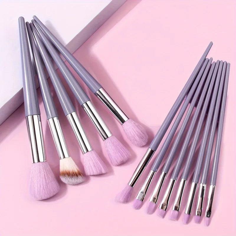 13-Piece Makeup Brush Set with Blender Sponge & Powder Puff - Complete Cosmetic Kit