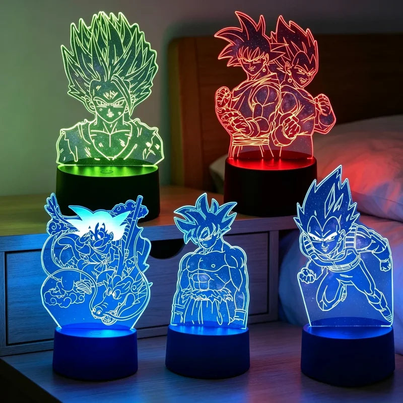 3D Son Goku Vegeta Anime Night Light - Dragon Ball Z Desk Lamp Gift for Kids & Fans