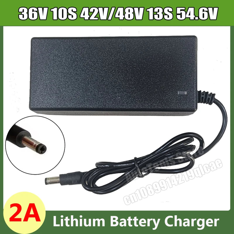 54.6V/42V 2A Lithium Battery Charger for 36V/48V E-Bike & Scooter Batteries