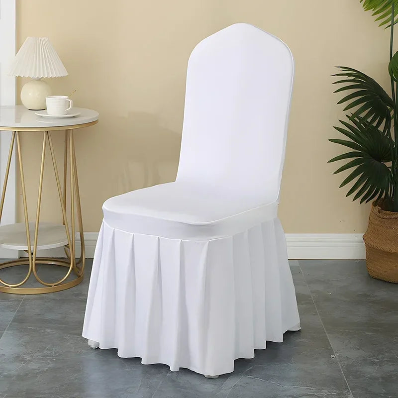 Pleated Spandex Chair Cover 50/100pcs Hotel Banquet Wedding Seat Protector