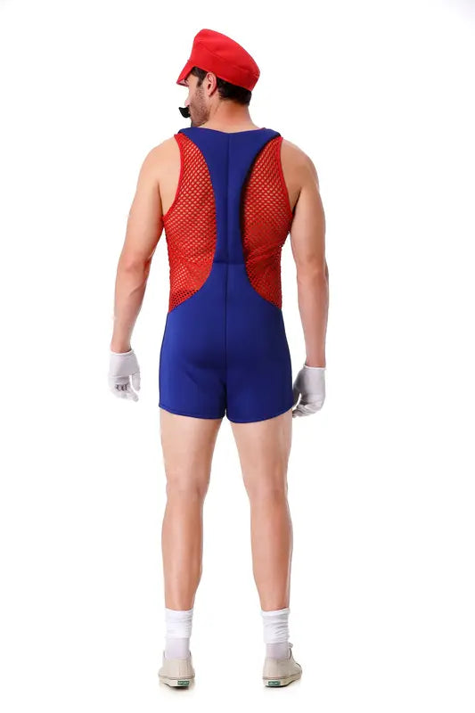 Halloween Cosplay Men's Anime Super Luigi Overalls Jumpsuit Costume for Carnival Party