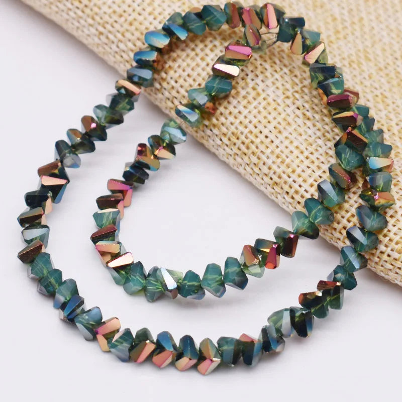 Faceted Triangle Glass Beads for Jewelry Making - Loose Crystal Spacer Beads