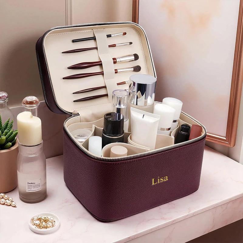 Customized Double-Layer Portable Makeup Bag with Multi-Partition Storage