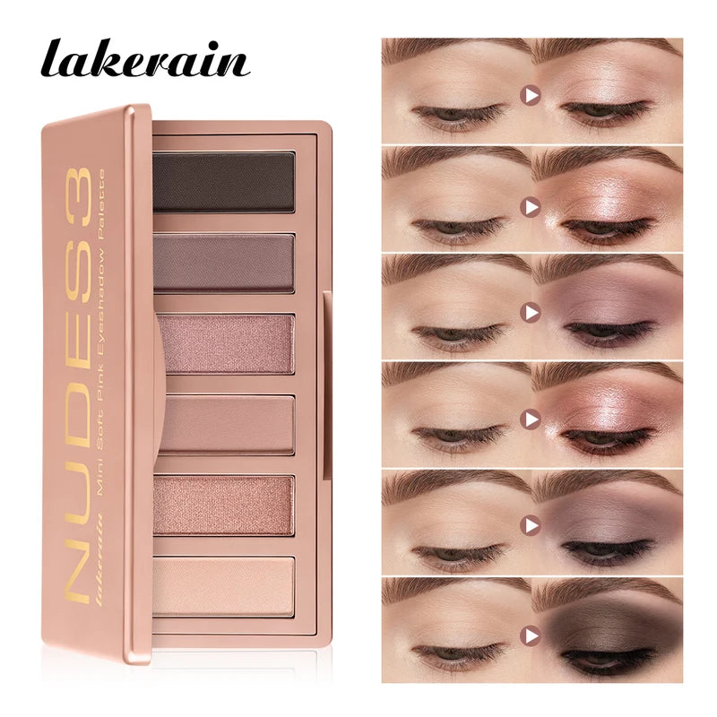 Mini Eyeshadow Palette with Matte & Shimmer Neutral Shades – Long-Lasting, Blendable, Portable Makeup