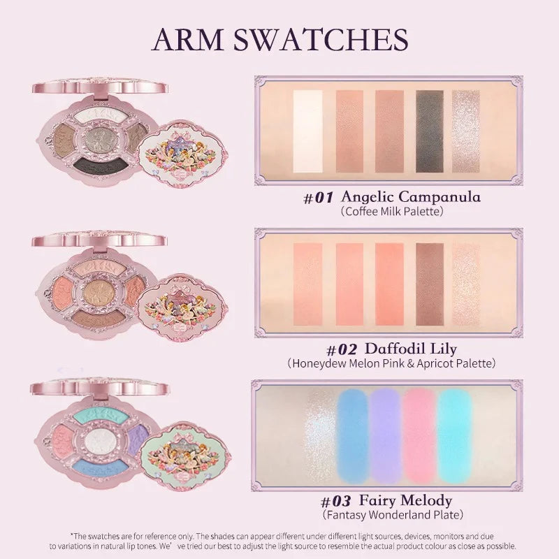 Flower Knows Midsummer Fairy Tales Embossed Matte Glitter Eyeshadow Palette - Highly Pigmented Makeup