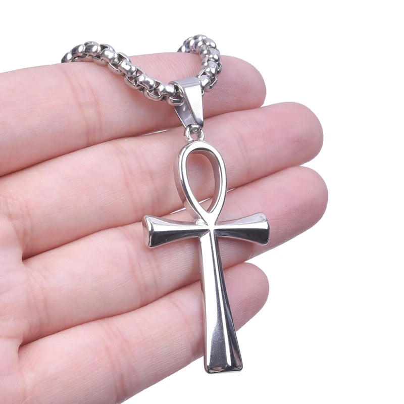 Stainless Steel Jewelry Chain Necklace with Cross Pendant for Women Men