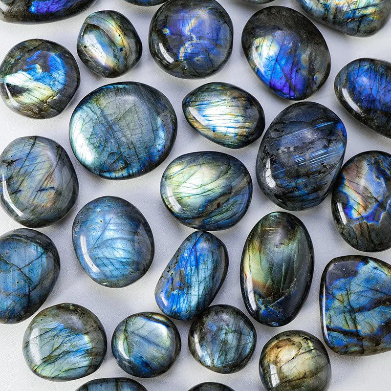 Labradorite & Blue Moonstone Crystal Mineral Specimen for Home Decor - Natural Stones