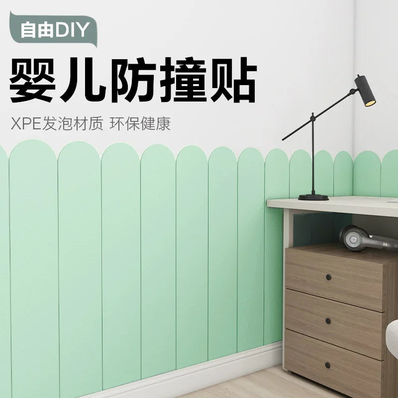 Children's Room Waterproof Anti-Collision Wall Enclosure Sticker - Dopamine Color 3D Self-Adhesive Decor
