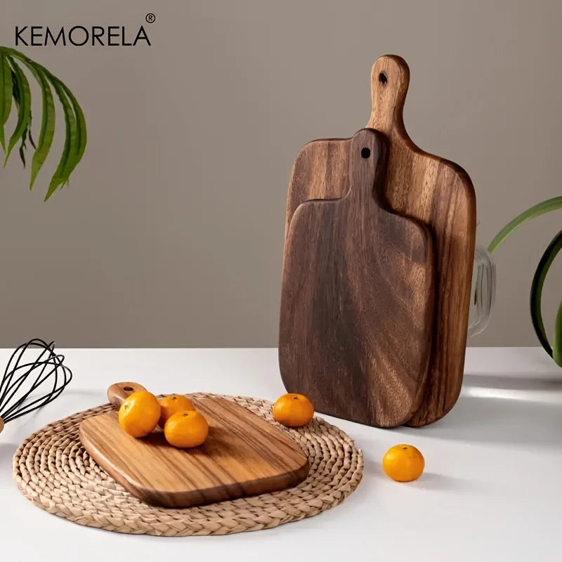 Wooden Cutting Board with Handle for Fish Cheese Bread Fruits Vegetables - Food-Safe Durable Kitchen Tool