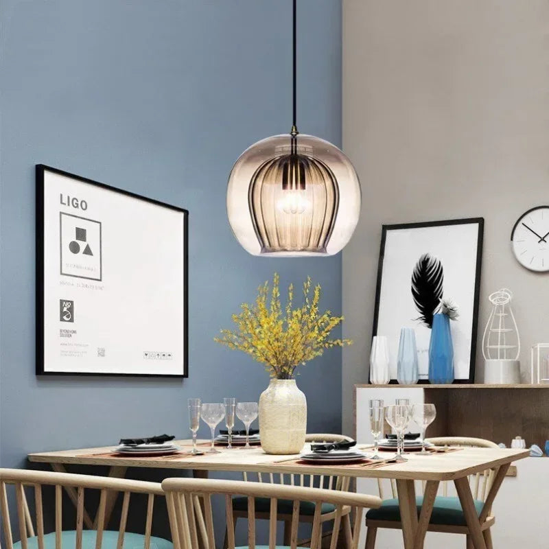 Modern Glass Pendant Light LED Hanging Lamp for Dining Living Room Home Decor